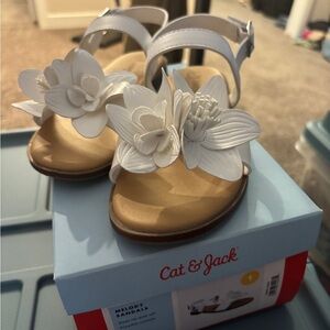 Cat & Jack White Tan Floral Sandals